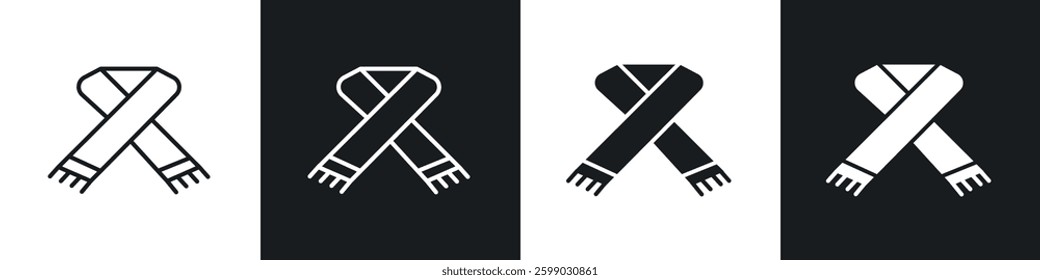 Scarf icons in flat and linear vector illustration on white background.