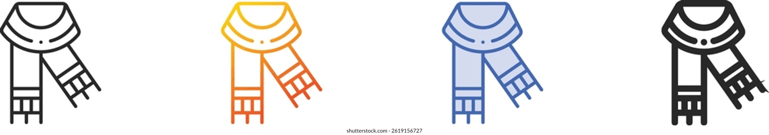 scarf icon.Thin Linear, Gradient, Blue Stroke and bold Style Design Isolated On White Background