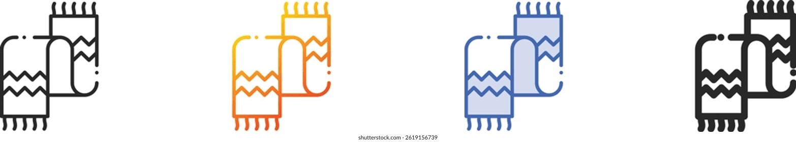 scarf icon.Thin Linear, Gradient, Blue Stroke and bold Style Design Isolated On White Background
