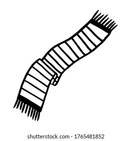 Scarf, isolated simple hand drawn vector illustration in black and white doodle style 