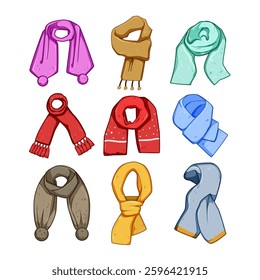 scarf kid set cartoon. style cozy, trendy children, outfit colorful scarf kid sign. isolated symbol vector illustration