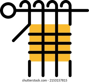 Scarf knitting, illustration, vector on a white background.