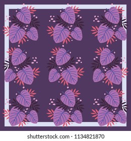 Scarf with leaves pattern
