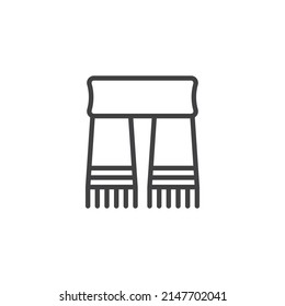 Icono de línea de bufanda. signo de estilo lineal para concepto móvil y diseño web. Icono vectorial del contorno de la bufanda de invierno. Símbolo, ilustración del logotipo. Gráficos vectoriales