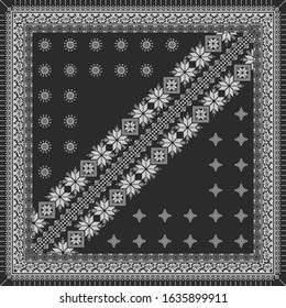 Scarf monochrome design ethnic ornament