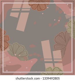 Scarf motif pattern design with flower on gray background