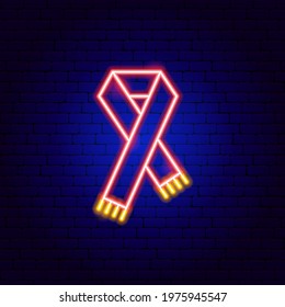 Scarf Neon Sign. Vector Illustration of Clothing Promotion.