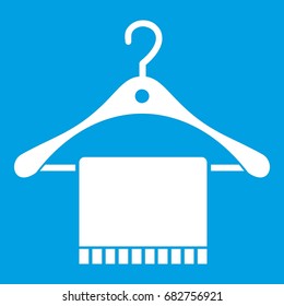 Scarf on coat hanger icon white isolated on blue background vector illustration
