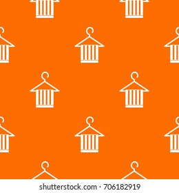Scarf on a coat hanger pattern repeat seamless in orange color for any design. Vector geometric illustration