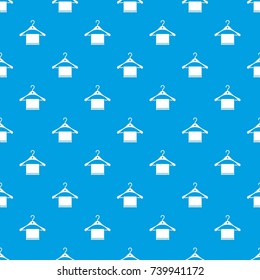 Scarf on coat hanger pattern repeat seamless in blue color for any design. Vector geometric illustration