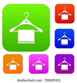 Scarf on coat hanger set icon in different colors isolated vector illustration. Premium collection