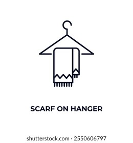 scarf on hanger outline icon. Linear vector from clothes concept. Thin line scarf on hanger icon isolated on white background