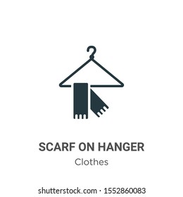 Scarf on hanger vector icon on white background. Flat vector scarf on hanger icon symbol sign from modern clothes collection for mobile concept and web apps design.