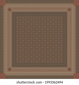 Scarf with ornament ethnic pattern. Silk scarves design