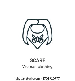 Scarf outline vector icon. Thin line black scarf icon, flat vector simple element illustration from editable woman clothing concept isolated stroke on white background