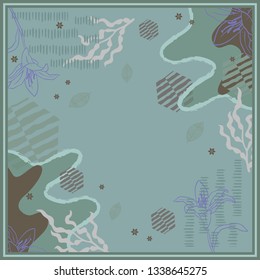 Scarf pattern with abstract design on blue