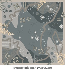 Scarf pattern with abstract floral style. Hijab motif design