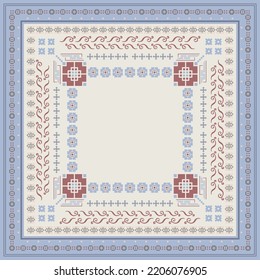 Scarf pattern with Asian geometric design. Hijab print