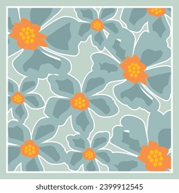 scarf pattern with blue flower design