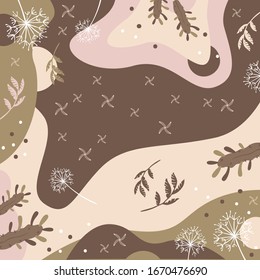 Scarf pattern with cactus design on brown. Hijab fashion