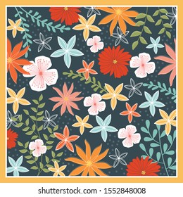 scarf pattern with colorful flower design