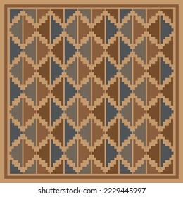 Scarf pattern design with abstract geometry  on brown color