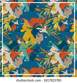 scarf pattern design with colorful flower design