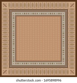Scarf pattern design with ethnic ornament. Hijab motif