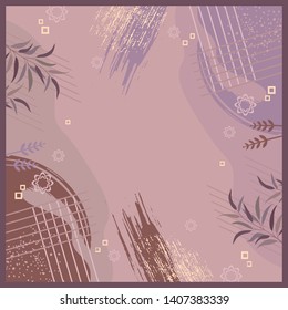Scarf pattern design with floral nature and brush lines. Hijab Printing