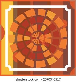 scarf pattern design. Geometric ornament with frame, border. Bandanna, shawl, scarf, tablecloth design for textile fabric print 