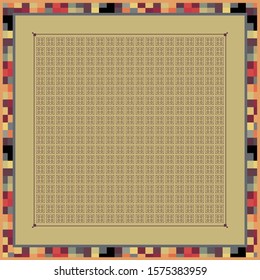 Scarf pattern design with geometric square motif