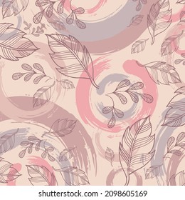 scarf pattern design leaf with circle brush background