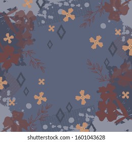 Scarf pattern design with leaf and flower. Hijab fashion