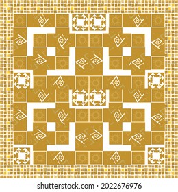 diseño de patrones de bufanda en rojo. Ornamento geométrico con marco, borde. Banana, chal, pañuelo, manteles para la impresión de tela textil 