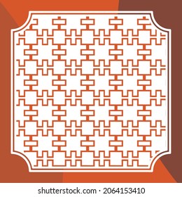 scarf pattern design on red. Geometric ornament with frame, border. Bandanna, shawl, scarf, tablecloth design for textile fabric print 