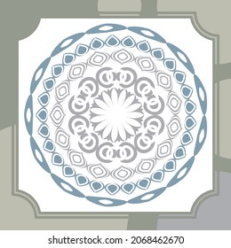 scarf pattern design on red. Geometric ornament with frame, border. Bandanna, shawl, scarf, tablecloth design for textile fabric print 