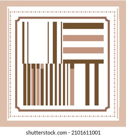 scarf pattern design on red. Geometric ornament with frame, border. Bandanna, shawl, scarf, tablecloth design for textile fabric print 