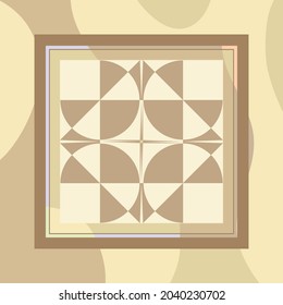 scarf pattern design on white. Geometric ornament with frame, border. Bandanna, shawl, scarf, tablecloth design for textile fabric print 