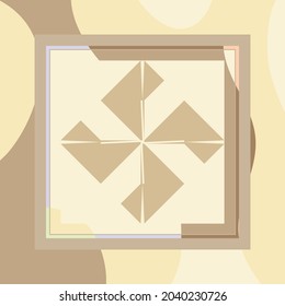 scarf pattern design on white. Geometric ornament with frame, border. Bandanna, shawl, scarf, tablecloth design for textile fabric print 