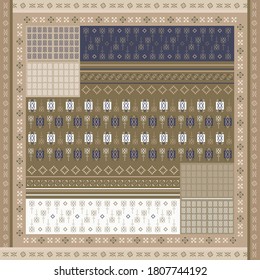 scarf pattern with ethnic combination ornament. Hijab design motif