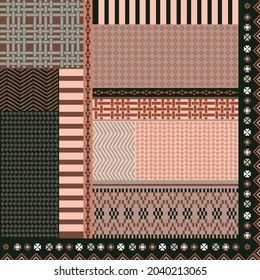 patrón de bufanda con combinación de diseño étnico y ornamentación