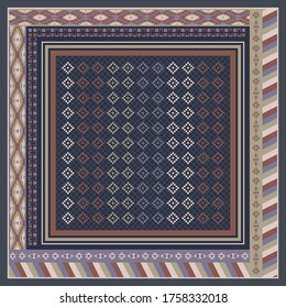 Scarf pattern with ethnic ornament. Hijab design motif
