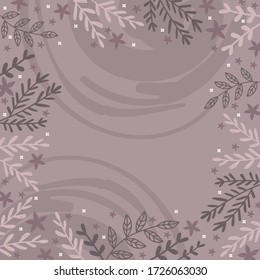 scarf pattern with flower and leaf design on Lilac color background