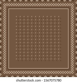 Scarf pattern with geometric motif on brown. Hijab Fashion