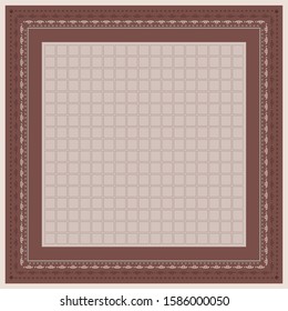 Scarf pattern with geometric square motif. Hijab design