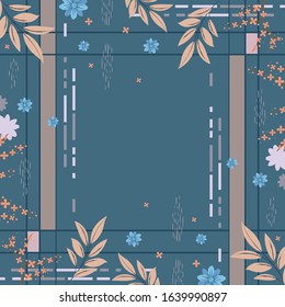 Scarf pattern with leaf and sakura flower. Hijab fashion design
