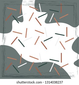 Scarf pattern with line and abstract splash ink brush