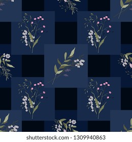 Scarf pattern seamless floral pattern. Wallpaper blooming realistic isolated flowers hand drawn vintage background. Vector illustration.