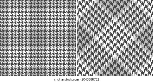 Scarf pattern vector for grey and white. Seamless textured houndstooth tweed tartan check plaid graphic background for scarf, bandana, skirt, other modern spring autumn winter fashion fabric design.