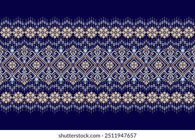 Scarf pattern,floral cross stitch pattern on purple background,vector illustration,geometric ethnic oriental embroidery,Aztec style,abstract background.design for texture,fabric,clothing,decoration.